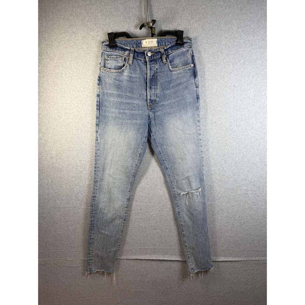 We The Free Jeans Womens 27 Blue High Rise Skinny Distressed Raw Hem Denim